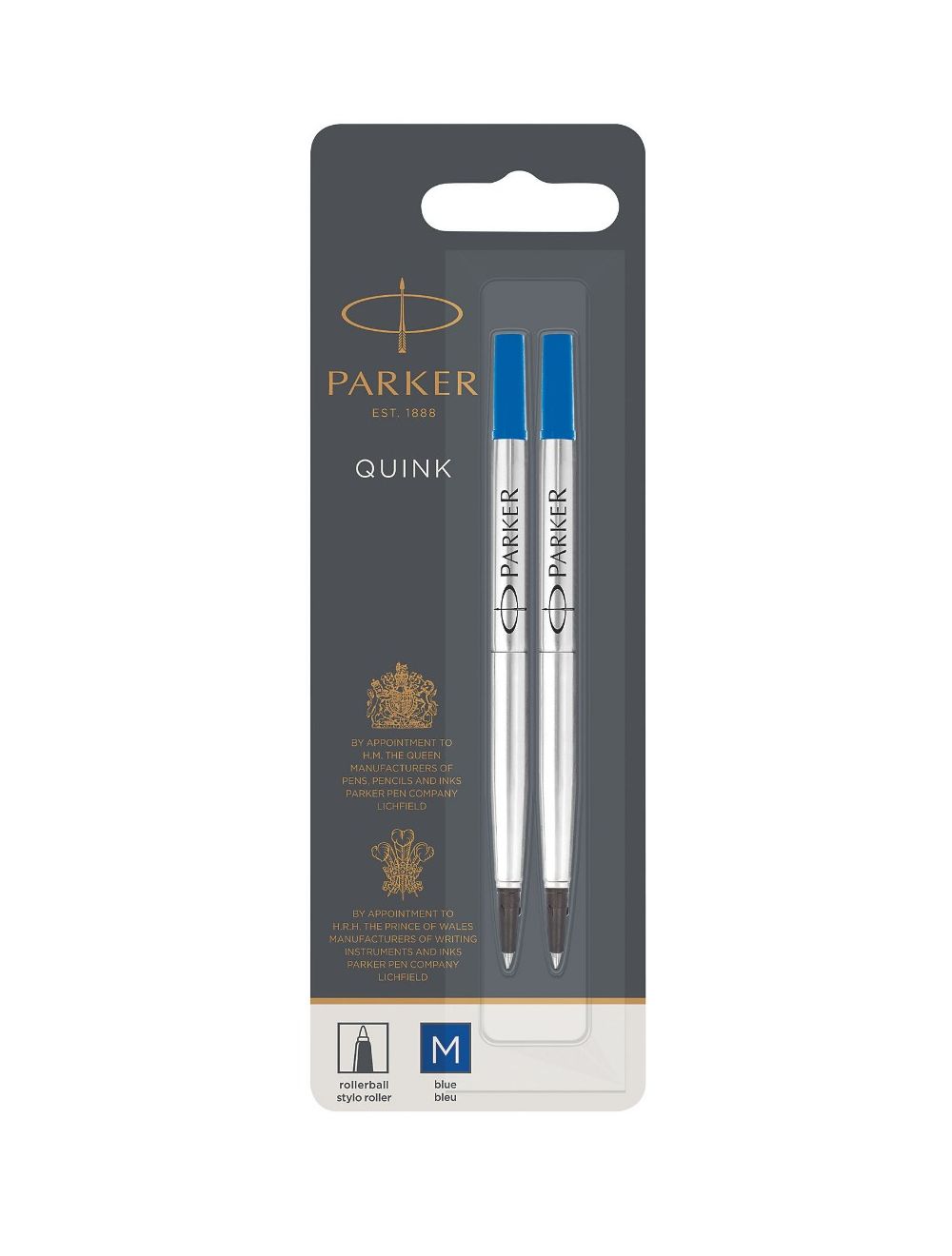 Parker ricarica per penna roller | punta media | blu | confezione da 2