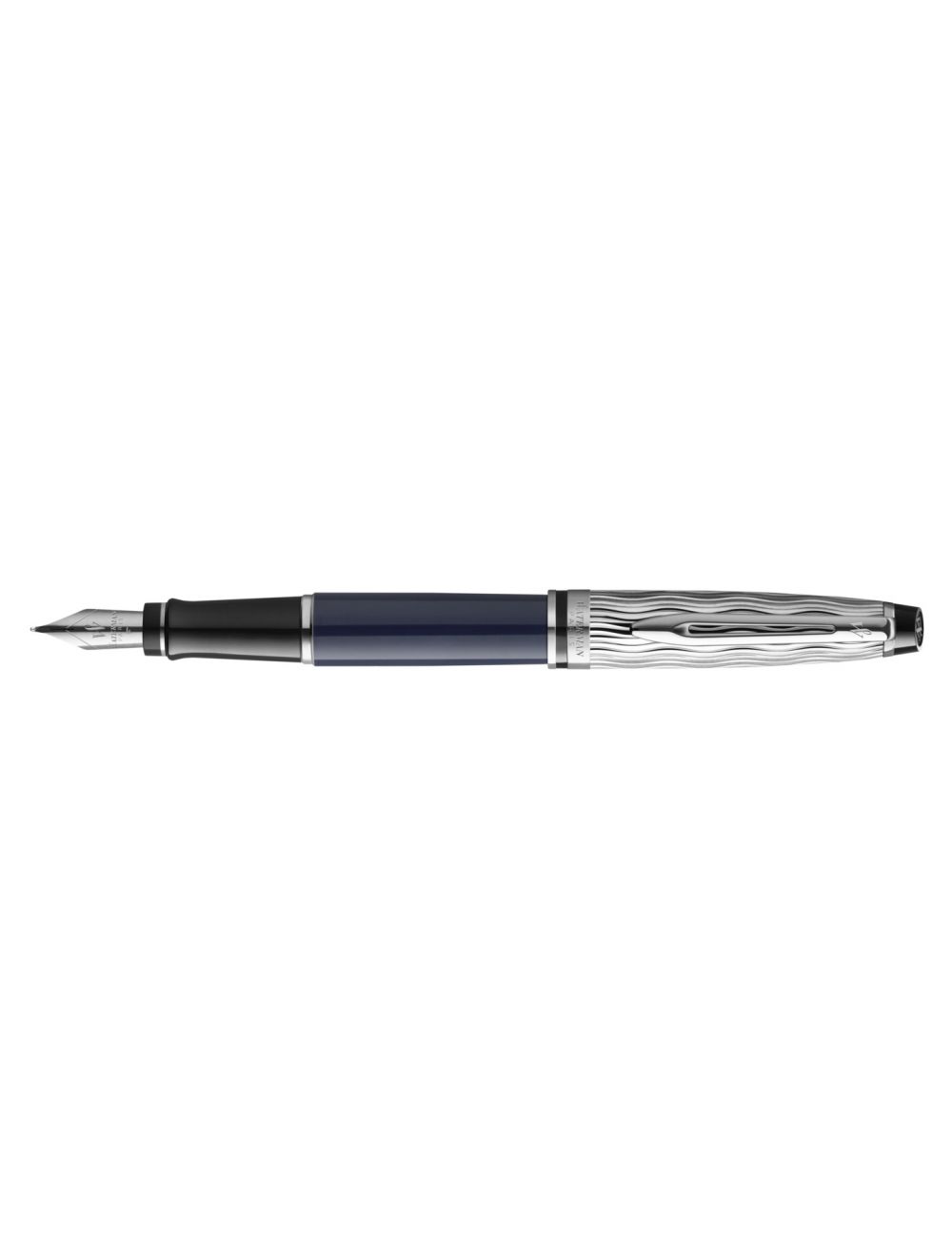 Waterman Expert penna stilografica Medio| Laccatura blu e metallo |  Cappuccio cesellato